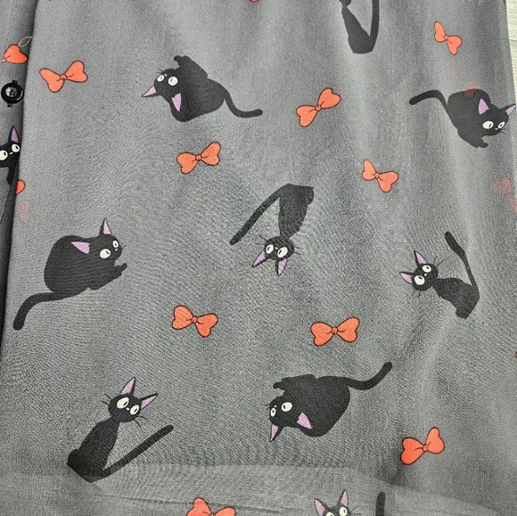 Kiki's Delivery Service X Studio Ghibi Jiji And Bows Gray Dress Size Large 12 - Picture 4 of 12